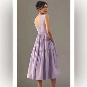 NWT Anthropologie Purple Helena Square neck Tiered Sundress for Weddings size M